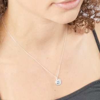 March Birthstone and Engravable Disc Necklace
