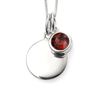 January Birthstone and Engravable Disc Necklace