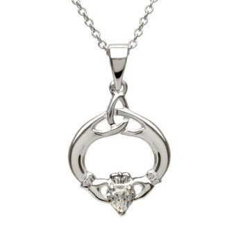 April Claddagh Birthstone Pendant