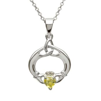 August Claddagh Birthstone Pendant