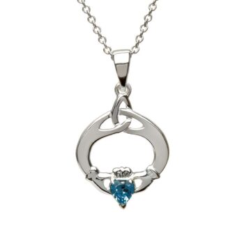 December Claddagh Birthstone Pendant