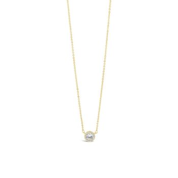 Absolute Gold Diamante Round Pendant Necklace