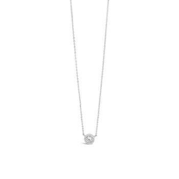 Absolute Silver Diamante Round Pendant Necklace
