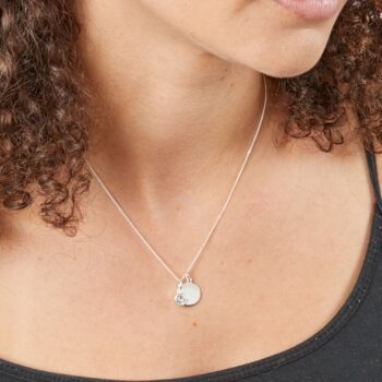 April Birthstone and Engravable Disc Necklace