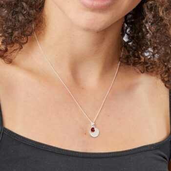 July Birthstone and Engravable Disc Necklace