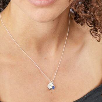 September Birthstone and Engravable Disc Necklace