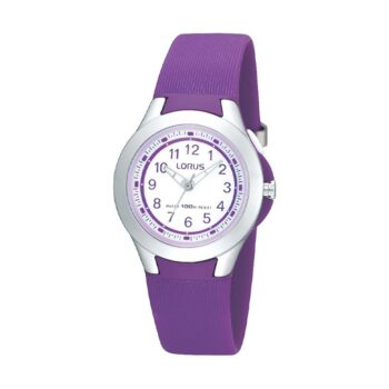 Purple Silicone White Dial Strap Watch
