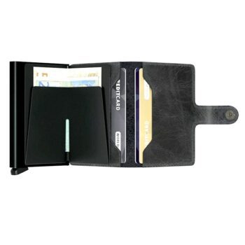 Mini Wallet Vintage Black Leather