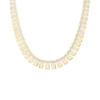 9CT Yellow and White Gold Greek Fringe Necklet
