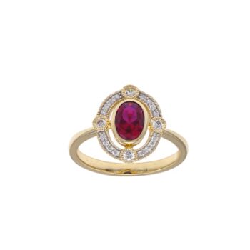 9ct Yellow Gold Created Ruby and Cubic Zirconia