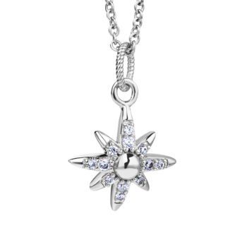 Silver Plated Star Pendant with Clear Stones