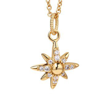 Gold Plated Star Pendant with Clear Stones