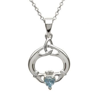 March Claddagh Birthstone Pendant