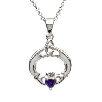 September Claddagh Birthstone Pendant