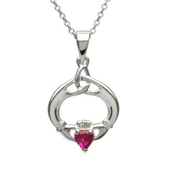 July Claddagh Birthstone Pendant