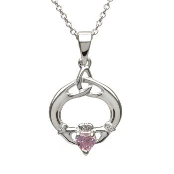 October Claddagh Birthstone Pendant