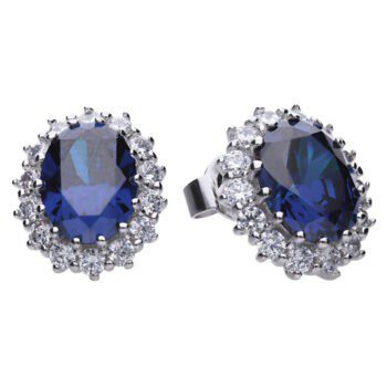 Diamonfire Large Oval Claw Set Stud Earrings