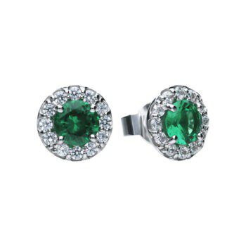 Diamonfire Round Emerald Pave Stud Earrings