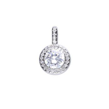 Diamonfire Round Solitaire and Pave Set Pendant