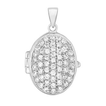 Sterling Silver Oval Crystal Locket