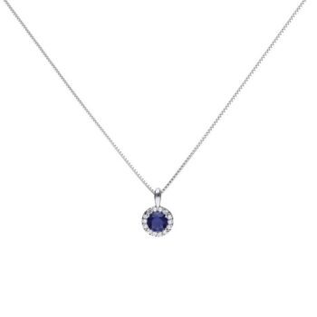 Diamonfire Round Sapphire Pave Pendant