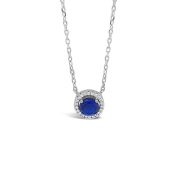 Absolute Sterling Silver Created Sapphire Pendant