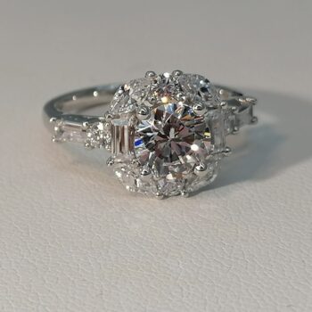 9ct White Gold Cubic Zirconia Cluster Ring