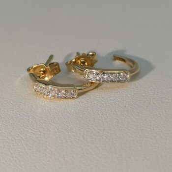 9ct Yellow Gold Diamond Hoop Earrings