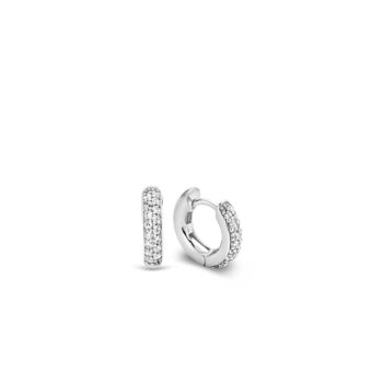Ti Sento Milano Silver Pave Hoop Earrings