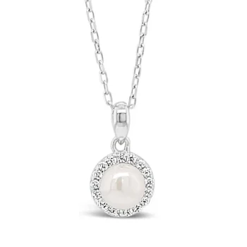Silver Pearl with Cubic Zirconia Surround Pendant
