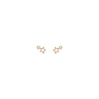 Absolute Polished Double Star Rose Gold Earrings