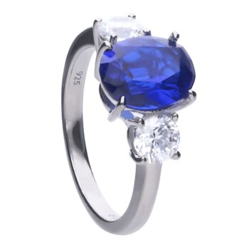 Diamonfire Oval Sapphire Trilogy Ring