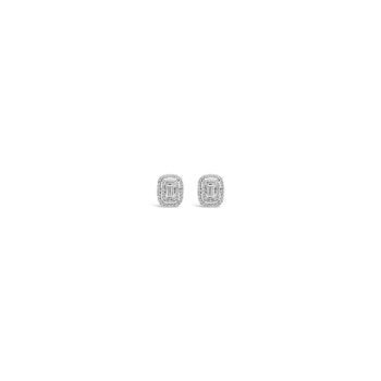 Absolute Silver Rectangular Cluster Stud