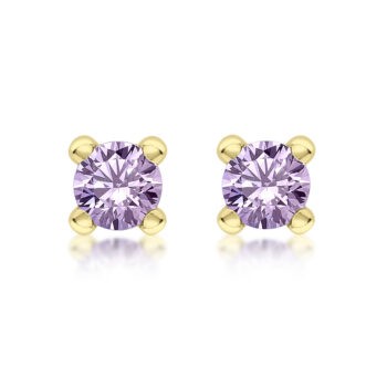 9ct Yellow Gold Amethyst Stud Earrings