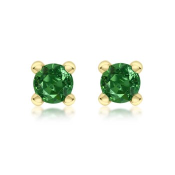 9ct Yellow Gold Emerald Stud Earrings
