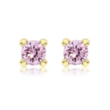 9ct Yellow Gold Pink Tourmaline Stud Earrings