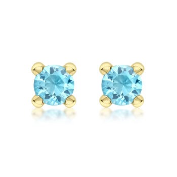 9ct Yellow Gold Blue Topaz Stud Earrings