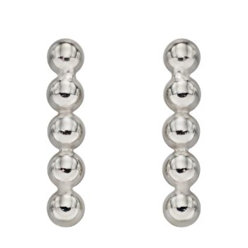 Silver Long Bead Stud Earrings