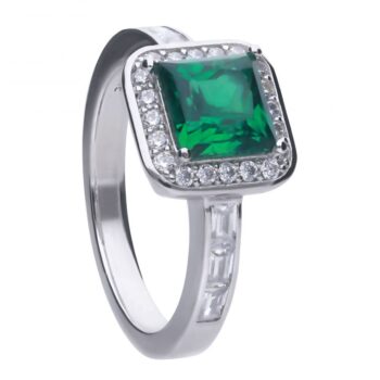 Diamonfire Emerald Art Deco Style Ring