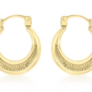 9ct Yellow Gold Small Round Ribbed Creole