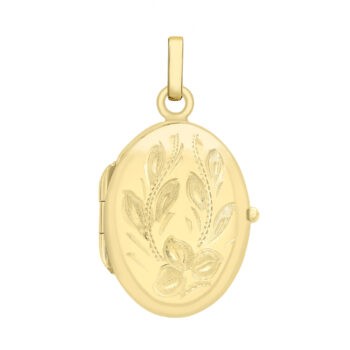 9ct Yellow Gold Oval Flower Locket