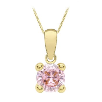9ct Yellow Gold Pink Tourmaline Pendant