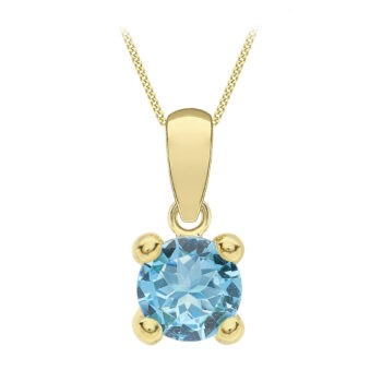 9ct Yellow Gold Blue Topaz Pendant