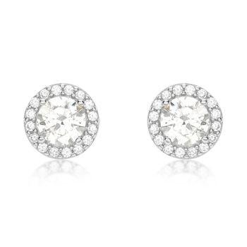 9ct White Gold Cubic Zirconia Halo Stud Earrings
