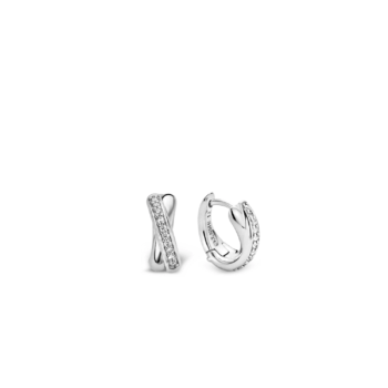 Ti Sento Milano Silver Cubic Zirconia Twist Hoops