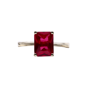 9ct Yellow Gold Emerald Cut Ruby Dress Ring