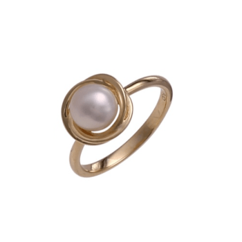 9ct Yellow Gold Pearl Twist Dress Ring
