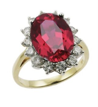 9ct Yellow Gold Ruby and Cubic Zirconia Dress Ring