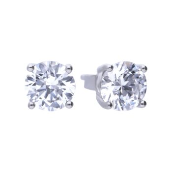 Diamonfire 4 Claw Set 2ct Cubic Zirconia Stud Earrings