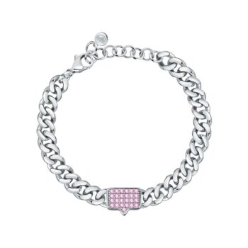 Chiara Ferragni Silver Chain Bracelet with Pink Crystals